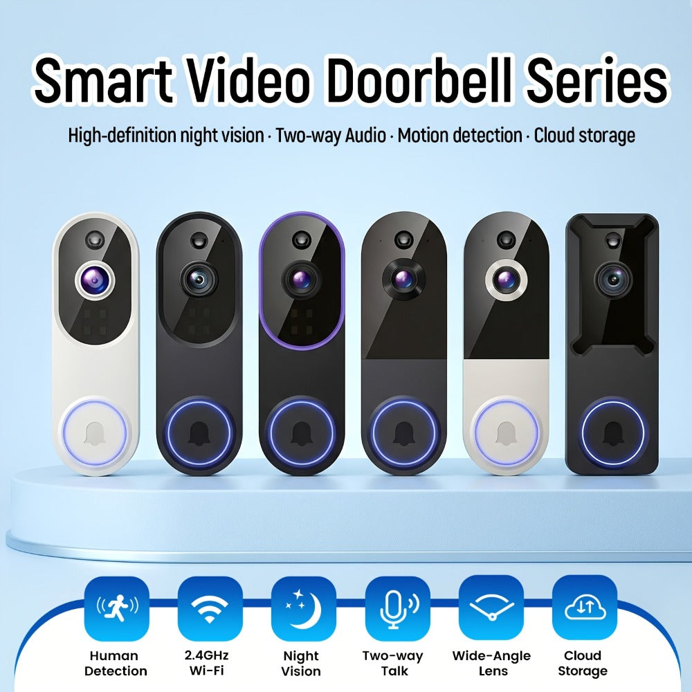 166° Ultra Wide Angle Smart Doorbell Camera 2K HD Wireless WiFi – AI Human Detection, Two-Way Audio, Night Vision, Cloud Storage, Rechargeable Battery, 2.4GHz, Black Linen Purple