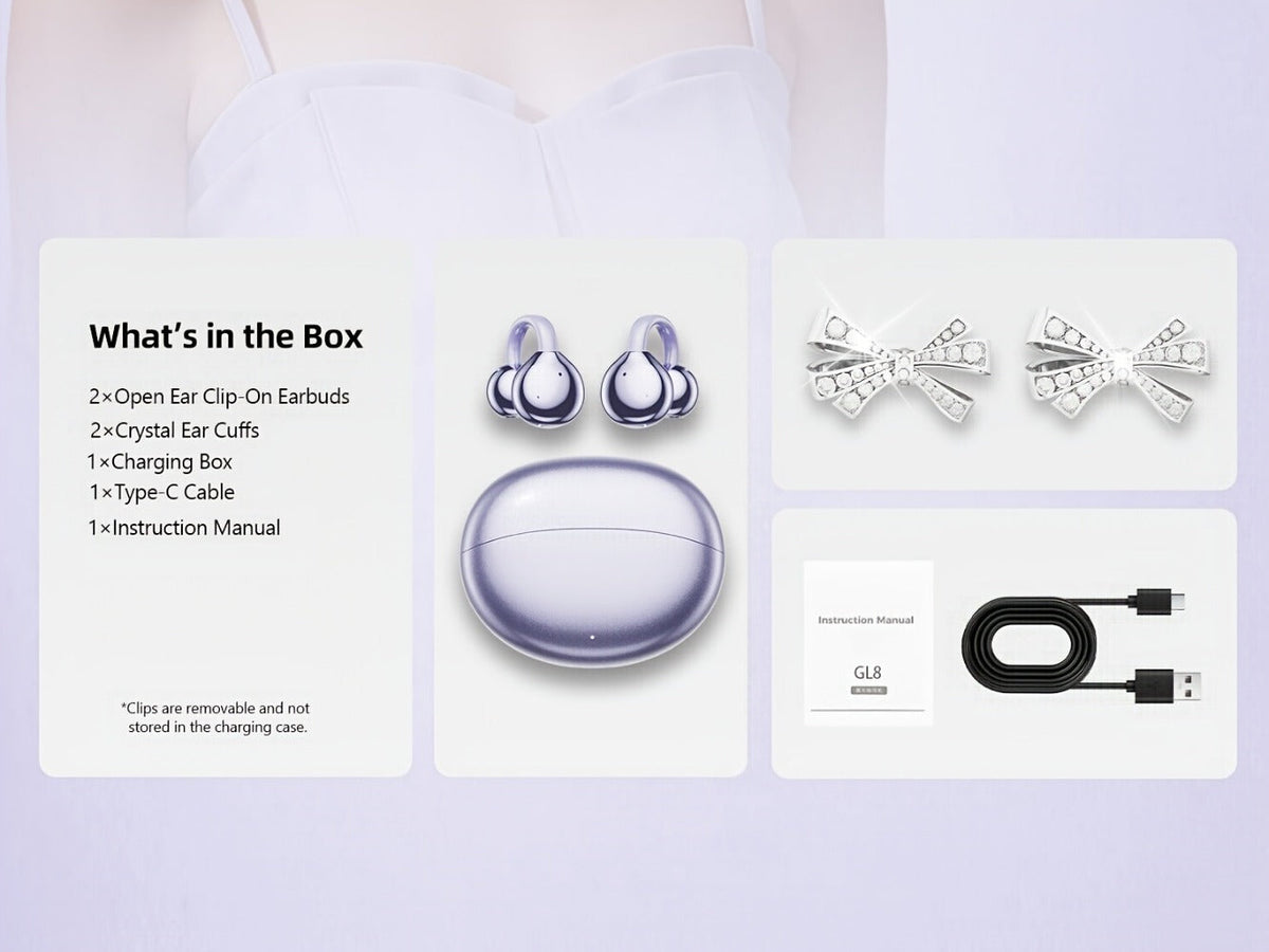 Butterfly Earring Wireless Earphones Open-Ear AI Translation HD Calls Touch Control Charging Case Non-In-Ear Jewelry Design Gaming Couple Headphones for iPhone Android Christmas Birthday Gift
