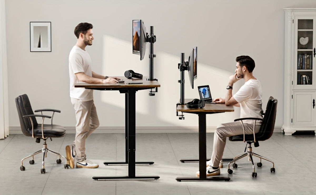 Single & Dual Monitor Mount for 13-32 Inch Screens, VESA Desk Mount Arm, 19.8 lbs Capacity, 16.3" Height Extension, ±45° Tilt ±90° Swivel, Heavy-Duty Steel C-Clamp & Grommet Base, Space-Saving Home Office Stand