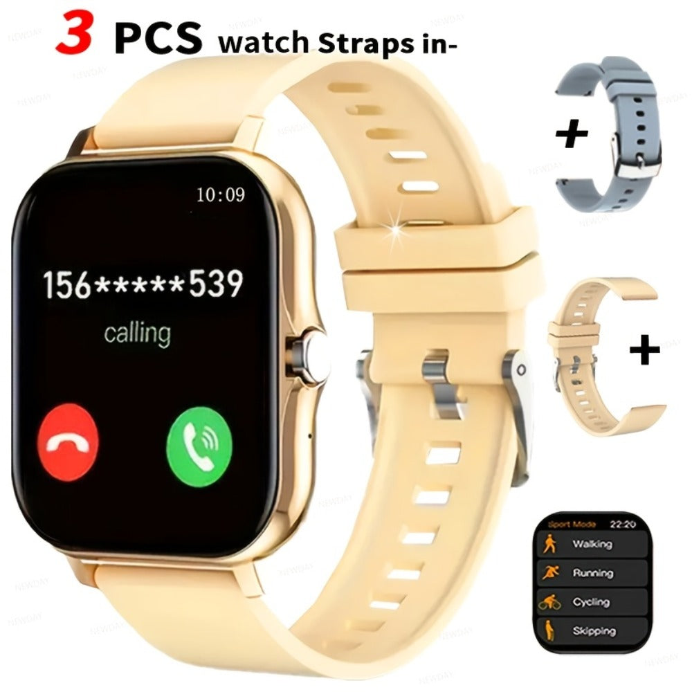 Email Display Smartwatch 1.83" Full Touch – Wireless Calling, Pedometer, Activity Tracker, Multi-Exercise Modes, Dual TPU Strap, USB Rechargeable – Unisex Fitness Watch Pink Silver Black Gold