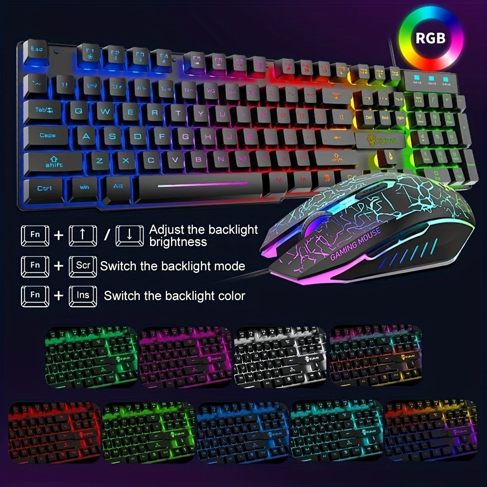 Complete 5-in-1 Gaming Setup Bundle RGB – 104 Keys Wired Keyboard, 2400 DPI Optical Mouse, Gaming Headphone, Speaker & Large Mouse Pad for PC, Mac, PS4 & Xbox | All-in-One Gaming Combo | Black & White