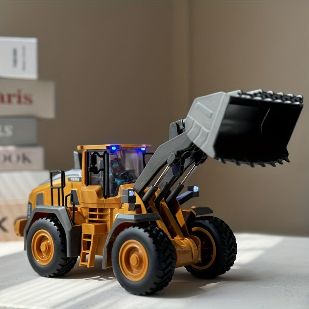Remote Control Excavator, Loader & Dump Truck, 2.4GHz Alloy RC Construction Toy with Light & Sound
