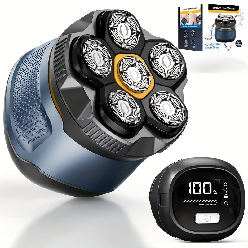 Electric Shaver for Men 6D Floating Blade IPX7 Waterproof — Dual Ring Blade Net with Nose Hair Trimmer, Type-C Fast Charging, Smart LED Display & Magnetic Replacement Blades Grooming Kit
