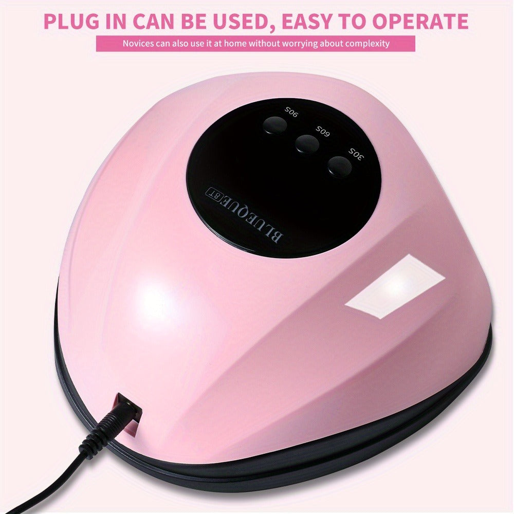 LED Nail Lamp Professional LCD Display Auto Sensor 4 Timer Settings USB Powered Instant Gel Polish Curer No Adapter Needed for Home Salon Manicure Pedicure DIY Nail Art Pink White