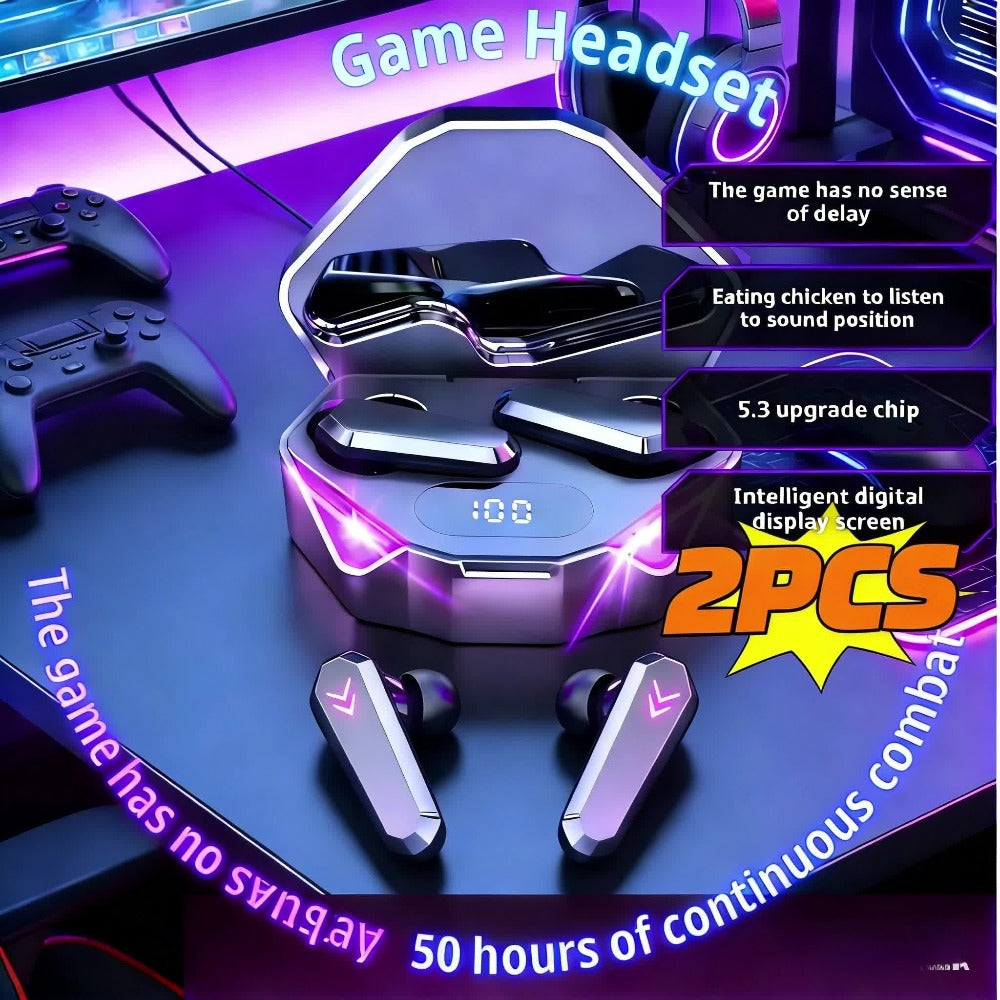 Gaming Headset Bundle Set Glowing LED Headphones Bluetooth Speaker Wireless Earbuds Surround Sound Touch Control 3-4 Piece Combo Gift Set with Free Watch for Teens Gamers