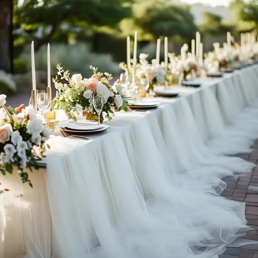 Champagne Tulle Fabric Rolls 6-Pack 29.9" x 197.6" – Sheer Polyester Tulle for Wedding Backdrop, Bridal Shower, Valentine’s Day, Holiday Party & Photo Booth Props | Elegant Transparent Veil Decoration