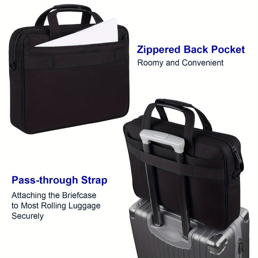15.6 Inch Laptop Bag Business Messenger Briefcase – Multi-Compartment Shoulder Bag with Removable Strap, Luggage Sleeve, Foam-Padded Laptop Sleeve, Perfect Gift for Men & Women Professionals & Travelers