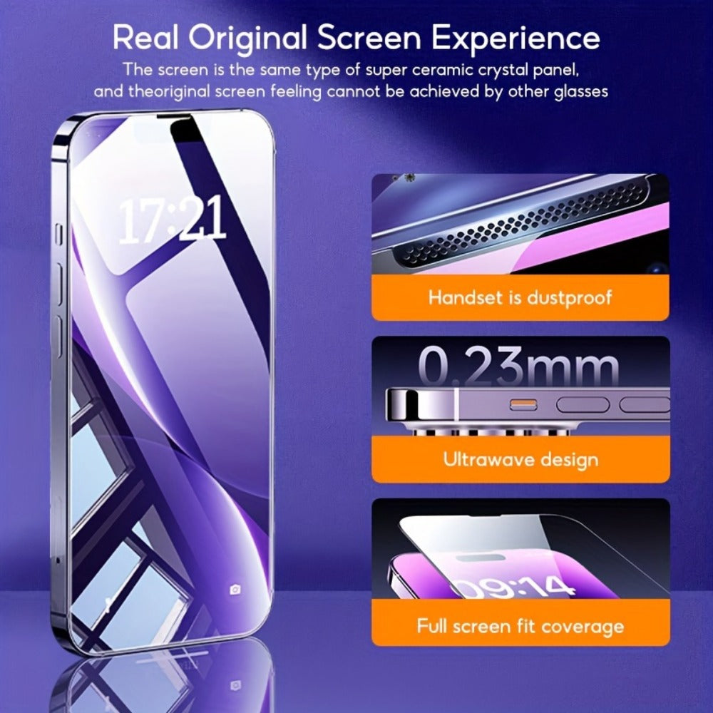 iPhone 16 Plus Privacy Screen Protector 4-Pack – Anti-Spy 9H Tempered Glass, Auto Dust Removal, Bubble-Free, 99.9% HD Clear, One-Click Alignment Frame Install