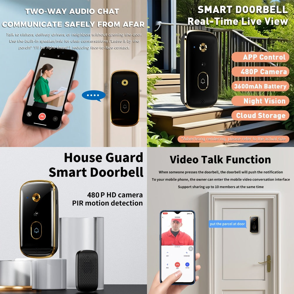 Wireless Doorbell with Monitor No WiFi No Subscription – 4.3" Screen, Two-Way Talk, Night Vision, 365-Day Standby, IP66 Waterproof, 128GB Auto Recording, No App No Monthly Fee