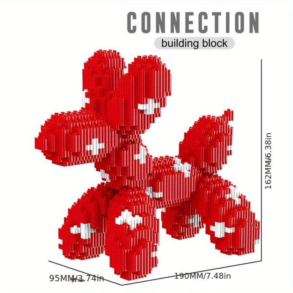 Balloon Dog Building Blocks Set, Pop Art Brick Sculpture Display Model, 5 Color Options