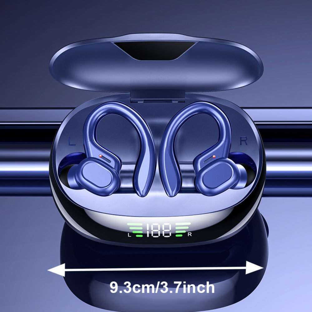 Colorful Sport Earhook TWS Earbuds Bluetooth 5.4 LED Digital Display Charging Case Touch Control Stereo In-Ear Wireless Sport Headset Black Red Blue