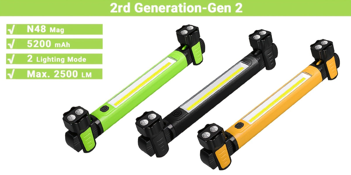 LED Work Light 2500LM Rechargeable Magnetic Underhood Inspection Light with 5200mAh Battery & Hooks – Cordless Portable Work Lamp for Mechanics, Car Garage, Workshop & Emergency Use