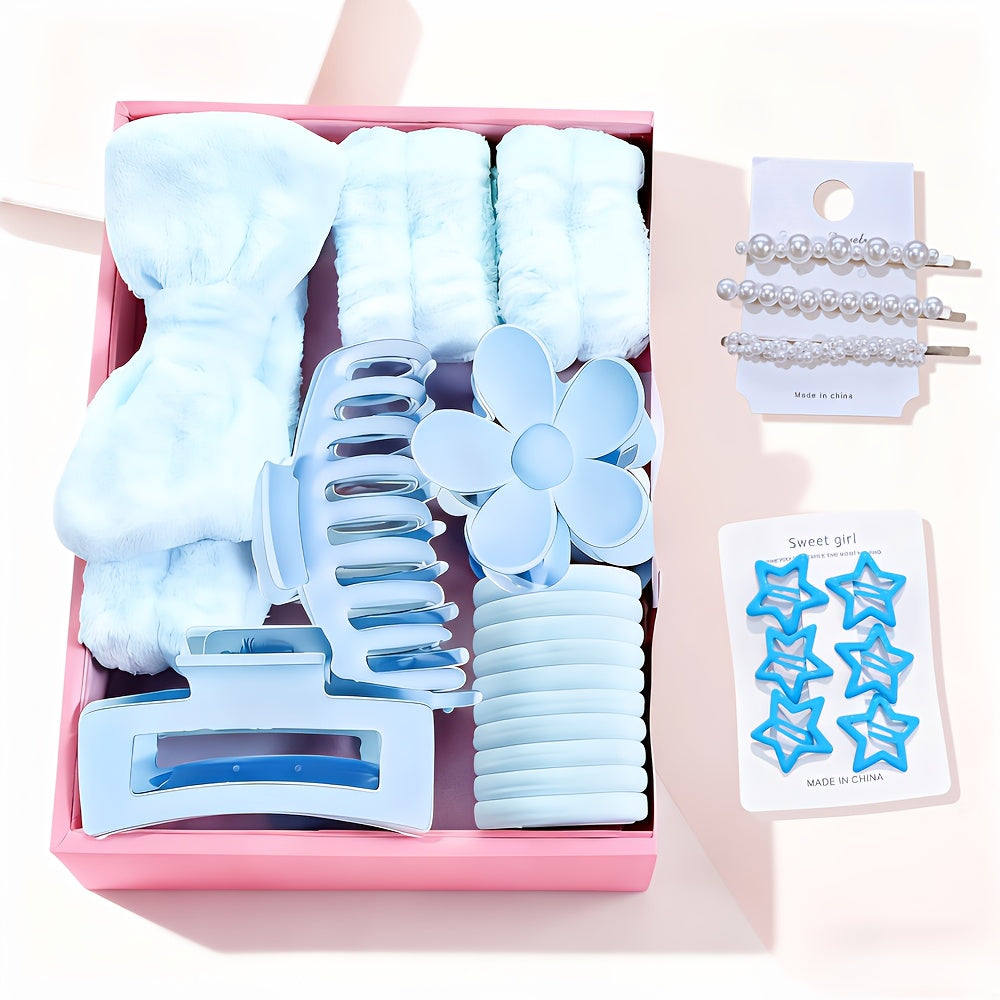 Hair Accessories Set with Headbands, Hair Clips, Hoops and Hair Rings, Bow and Elastic Styles, 14 Color Options