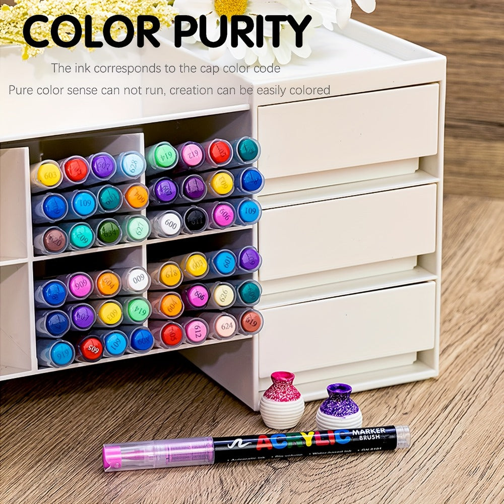 Acrylic Paint Pens Marker Set for Rock Painting Canvas Wood Glass Fabric Ceramic Fine Tip Liquid Acrylic Markers for Artists Adults Kids Available in 12 36 60 80 120 Colors