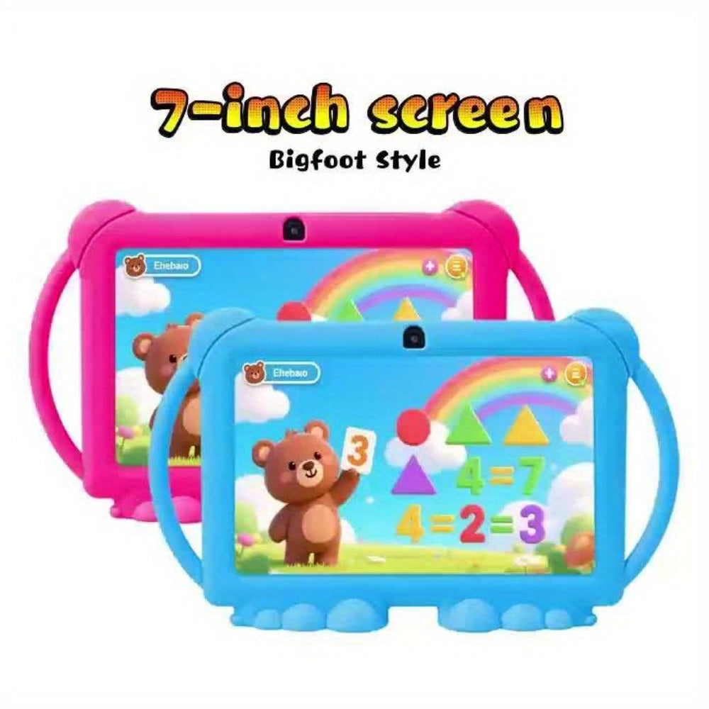 Kids Tablet 7 Inch Android 14 WiFi 6 4GB RAM 32GB ROM Dual Camera Parental Control Pre-installed Learning Apps HD Screen Protective Case Type-C Charging for Children Learning Entertainment
