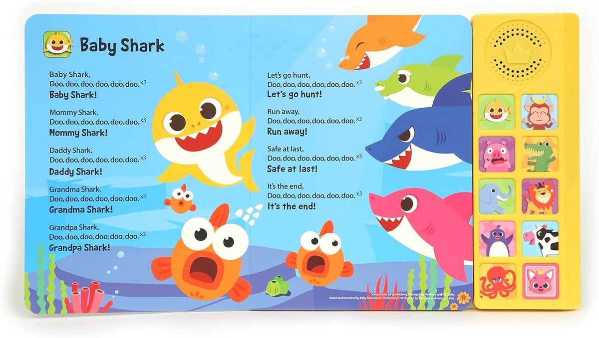 Baby Shark Sound Book for Toddlers — Pinkfong 10-Button Interactive Animal Songs Sing-Along Nursery Rhymes Learning Book Kids Ages 1-3, Birthday Baby Shower Christmas Gift