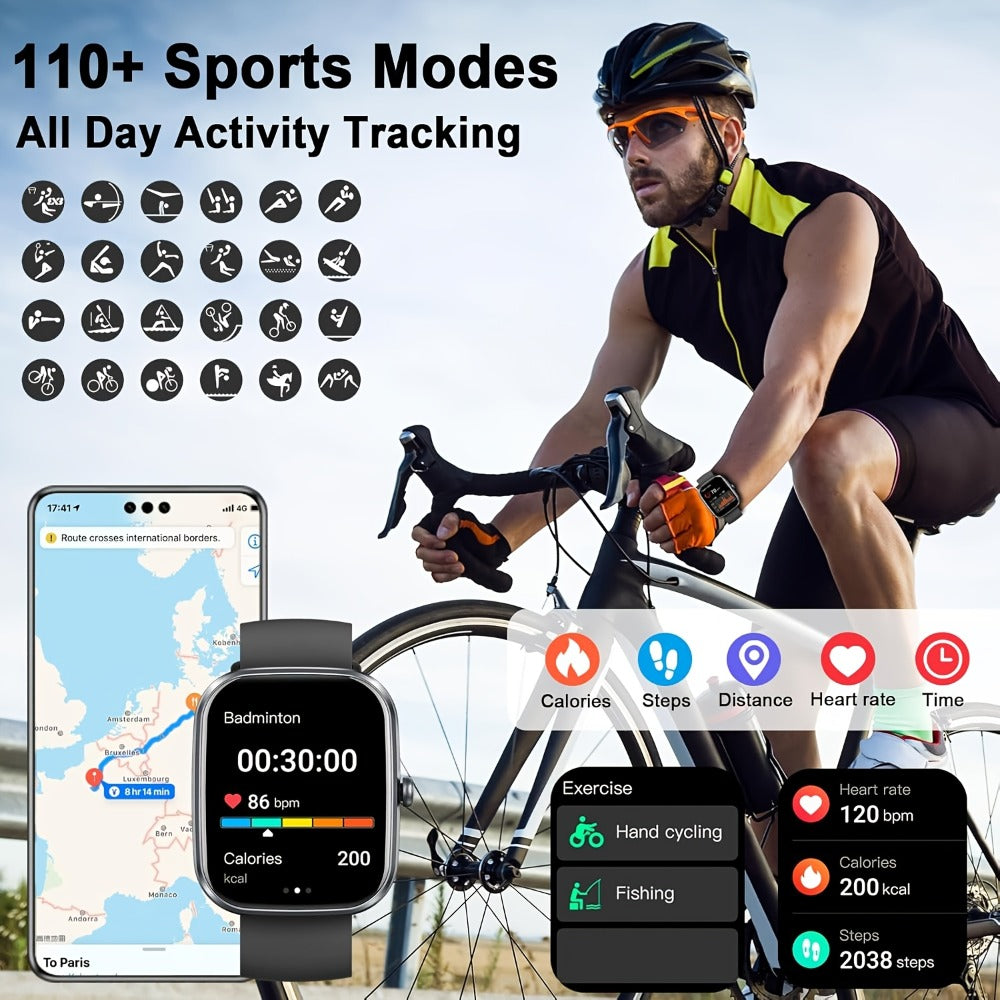 112 Sport Modes Smartwatch 1.91 Inch Large Screen Wireless Calling Calorie Sleep Monitor Heart Rate Blood Oxygen Watch Dial Notifications Multifunctional Fitness Tracker Android iPhone Men Women Holiday Gift Pink Black Blue Purple
