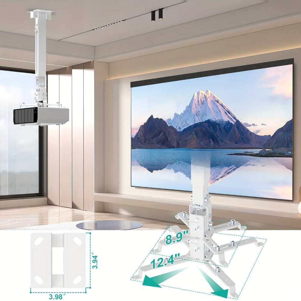 Ceiling Mounted Projector Bracket Adjustable Angle Height & Extendable Arm, 40LB Load Capacity, Universal LCD DLP Projector Mount Hanger for Home Theater Office Classroom
