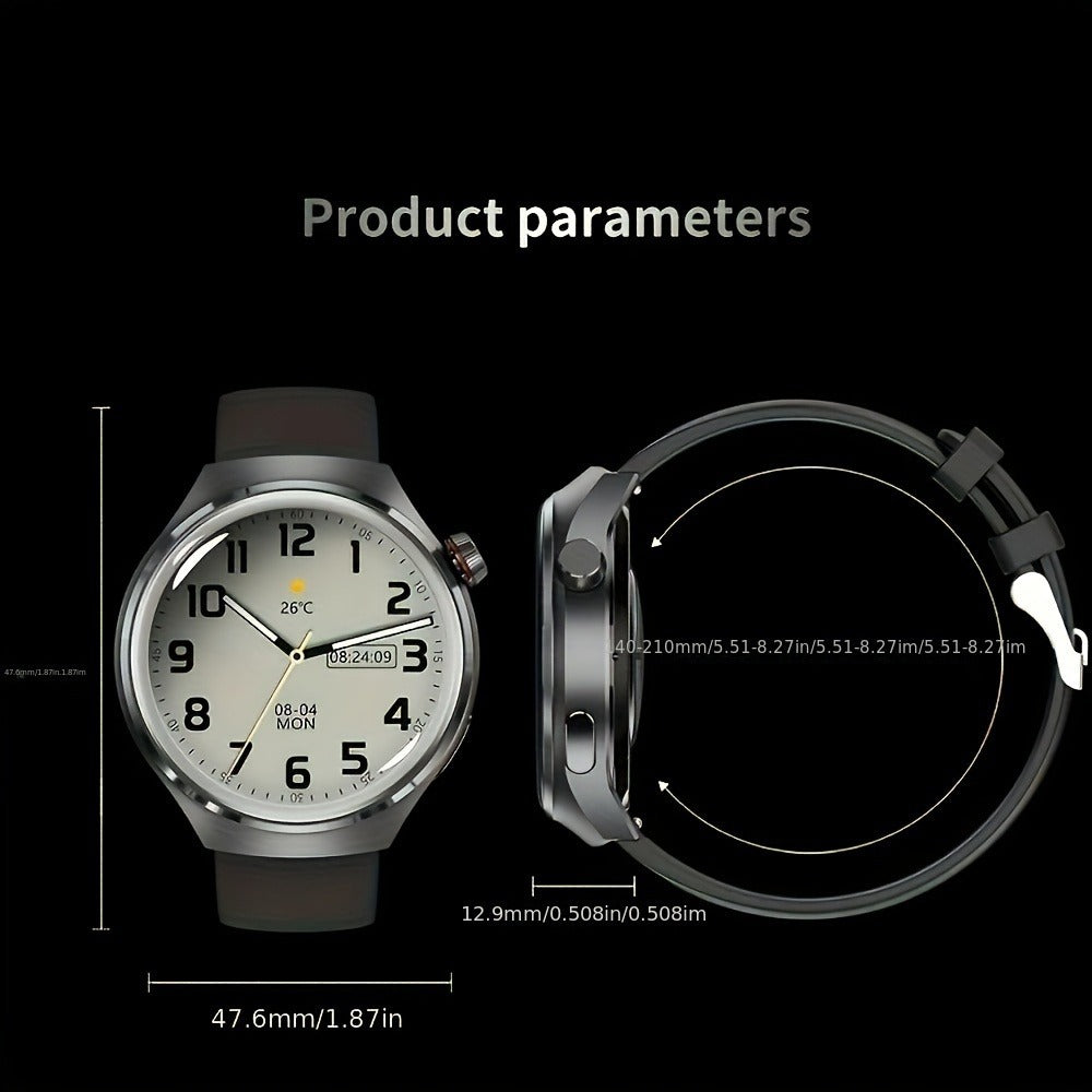 GPS Smartwatch Men with NFC & Multiple Strap Styles – 360×360 HD Screen Wireless Calling GPS Motion Trajectory Sports Fitness Tracker Heart Rate Sleep Monitor Outdoor Watch Black Steel Mesh Faux Leather