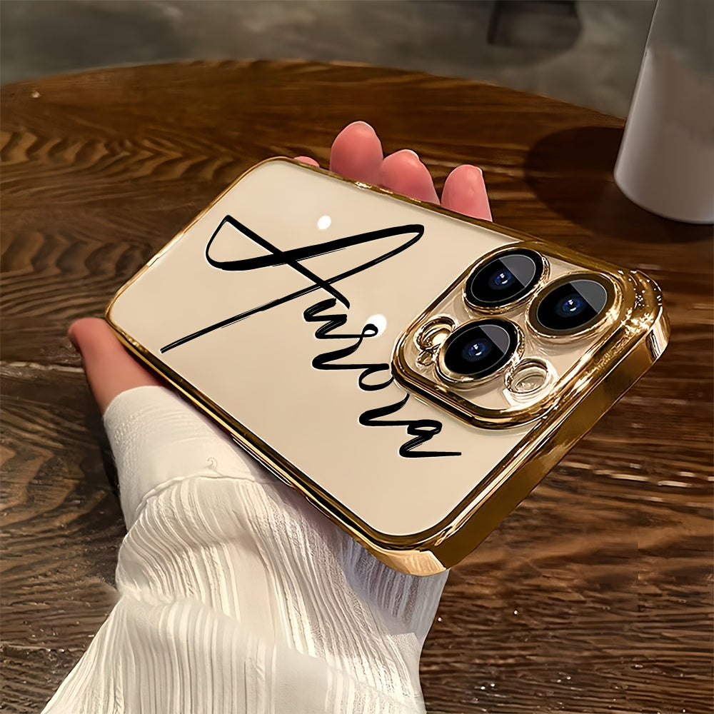 Custom Name Calligraphy Phone Case Personalized Transparent DIY Gift for iPhone 17 16 15 14 13 12 11 Pro Max Plus Air & Samsung Galaxy S25 S24 S23 S22 Ultra Plus