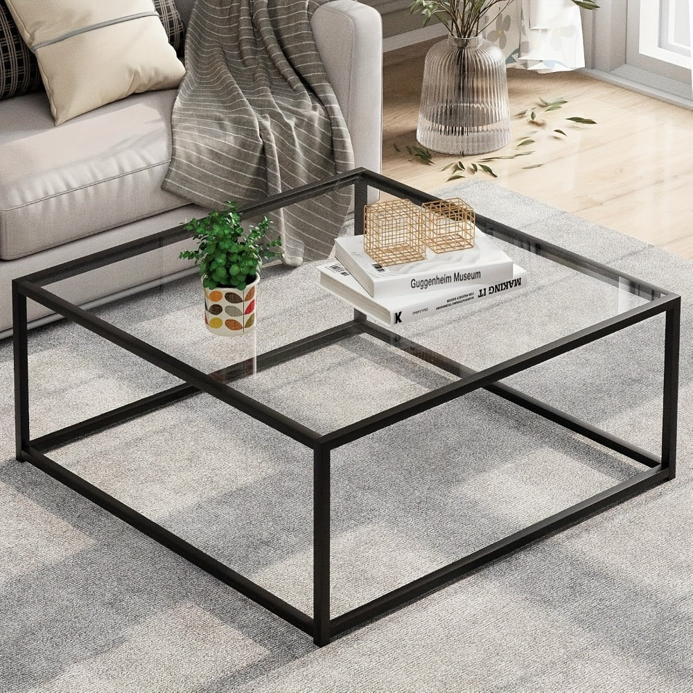 Clear Coffee Table, Modern Accent Table for Work, Display, and Everyday Use in Living Room detail image - detail view 12