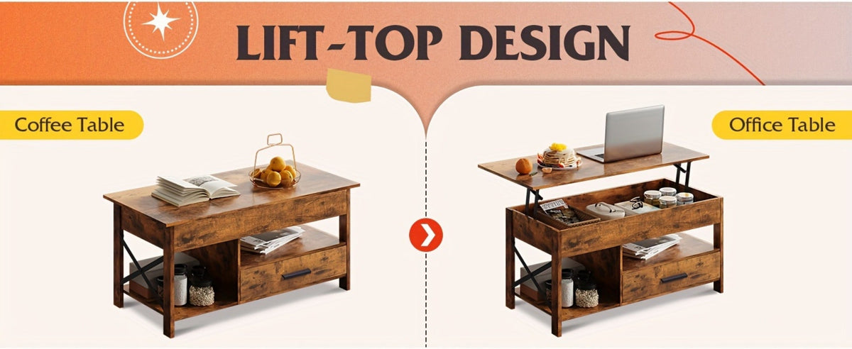 Coffee Table with Storage Drawers and Lift-Top Storage for Living Room detail image - detail view 13