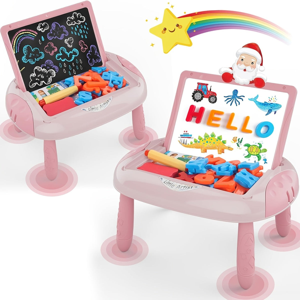 Magnetic Doodle Board Double Sided for Kids – Portable Foldable Drawing Writing Easel with Teaching Supplies Creative Toy Gift for Boys Girls Toddlers Ages 3+ Birthday Christmas