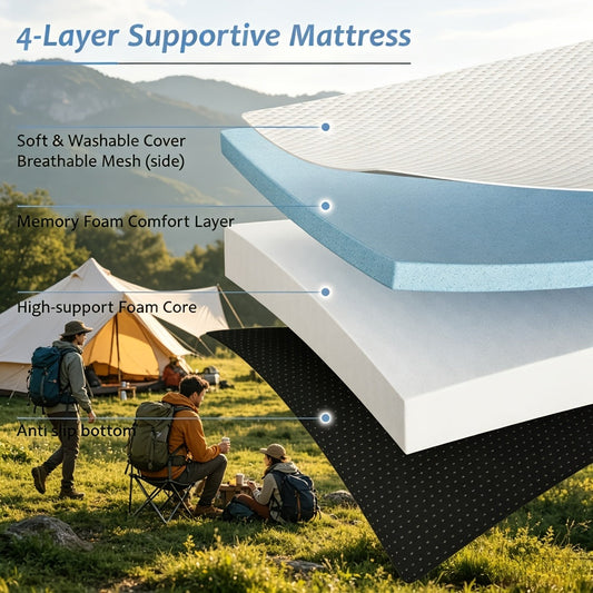 Tri-Fold Memory Foam Mattress with Washable Cover, 3, 4 or 6 Inch Options