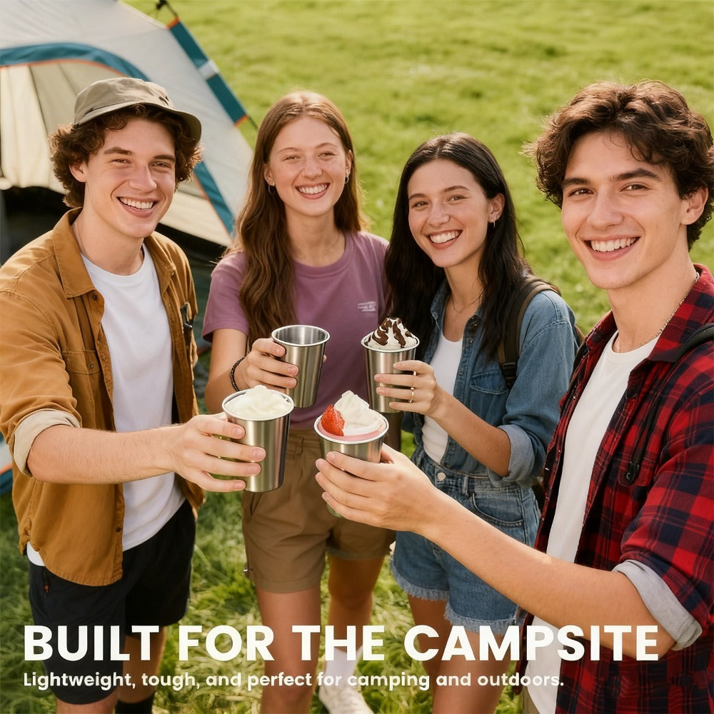 Stainless Steel Pint Glasses 12 Pack 16oz – Unbreakable Metal Drinking Cups, Commercial Grade Stackable Barware, Dishwasher Safe Rustproof Beer Cocktail Glasses for Bar Restaurant Outdoor Camping Party