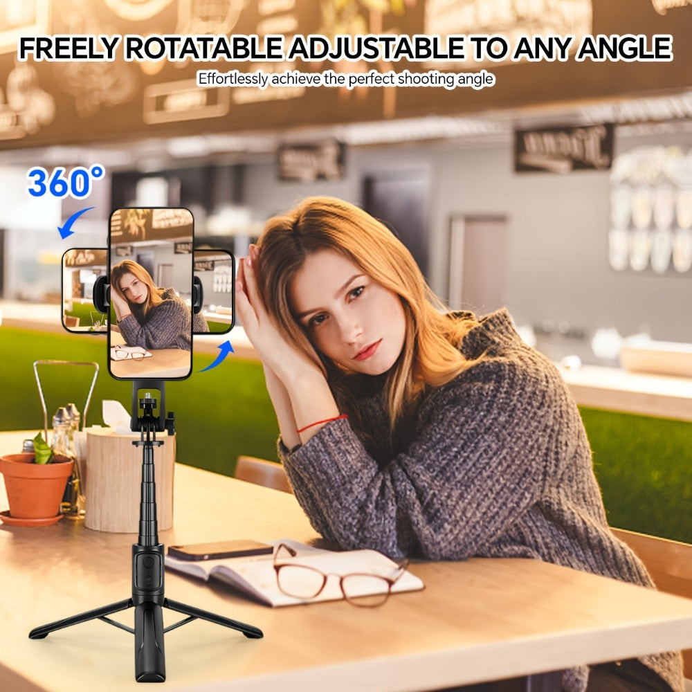 40 Inch Bluetooth Selfie Stick Tripod with Wireless Remote & 360° Rotation – 2-in-1 Extendable Phone Stand Compatible with iPhone 16 15 14 13 12 11 Android Smartphones for Vlog Travel Photography