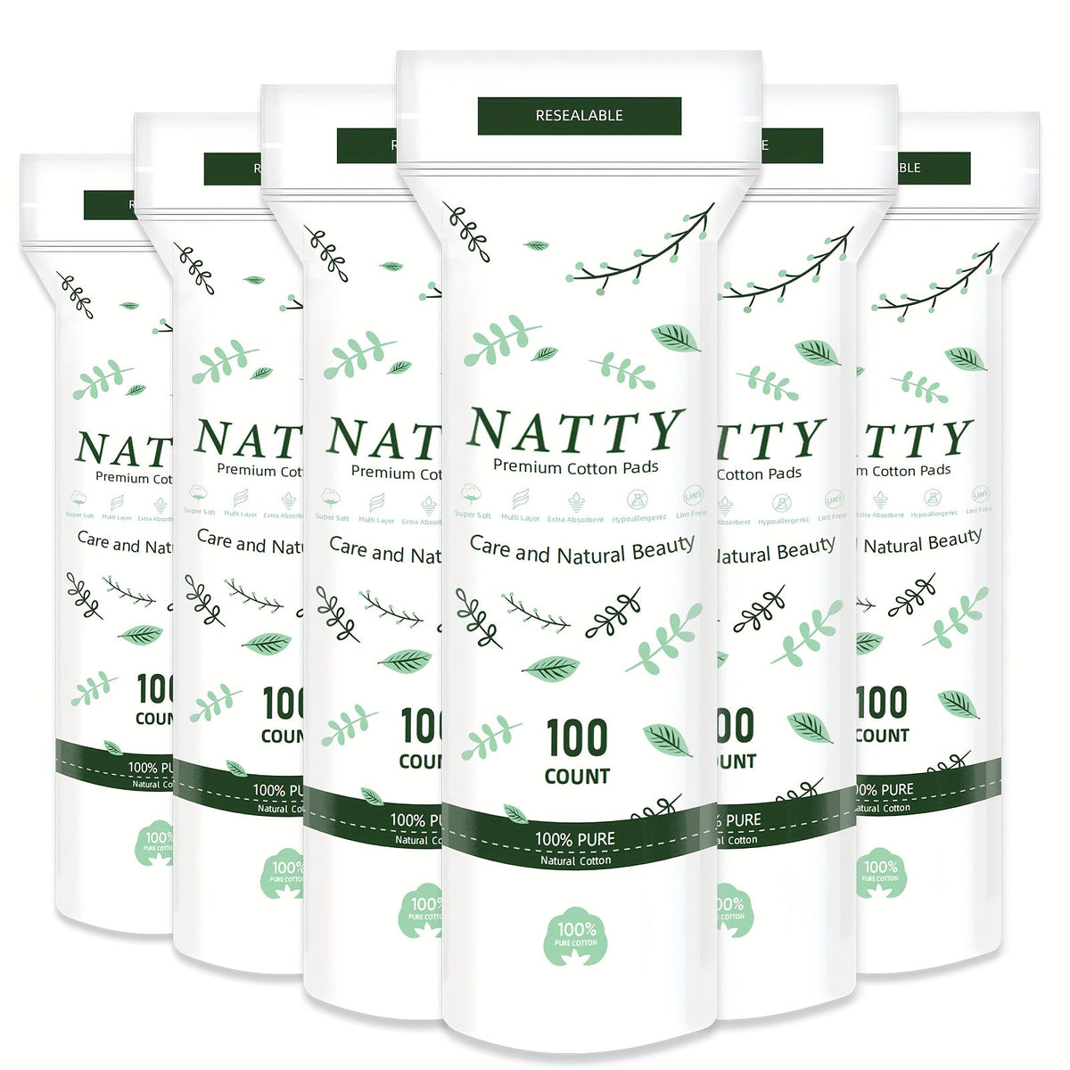Makeup Remover Pads 600 Count Soft Hypoallergenic Lint-Free Cotton Rounds 360 Locking Edge Unscented Absorbent Disposable Face Pads for Makeup Removal Toner Skincare All Skin Types Women 6 Packs