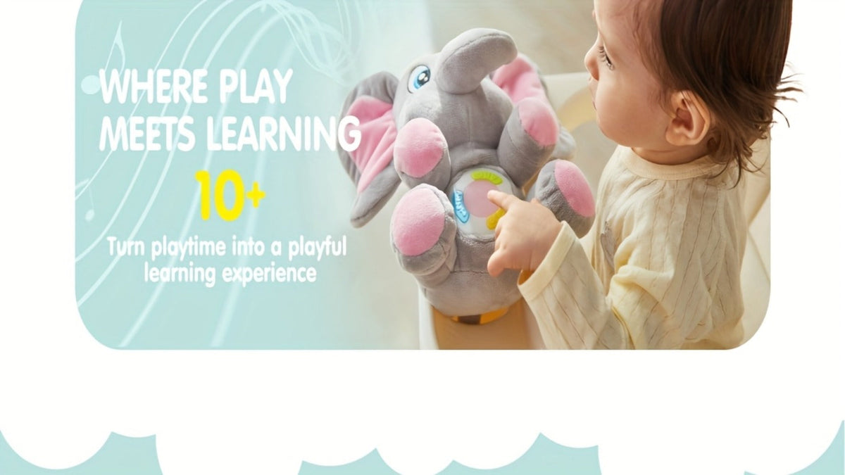 Plush Musical Elephant Baby Toy with Music & Lights – Soft Stuffed Animal Sensory Toy for Infants 6+ Months, Cuddly Light Up Elephant Comfort Toy, Christmas & Birthday Gift for Baby Boys & Girls