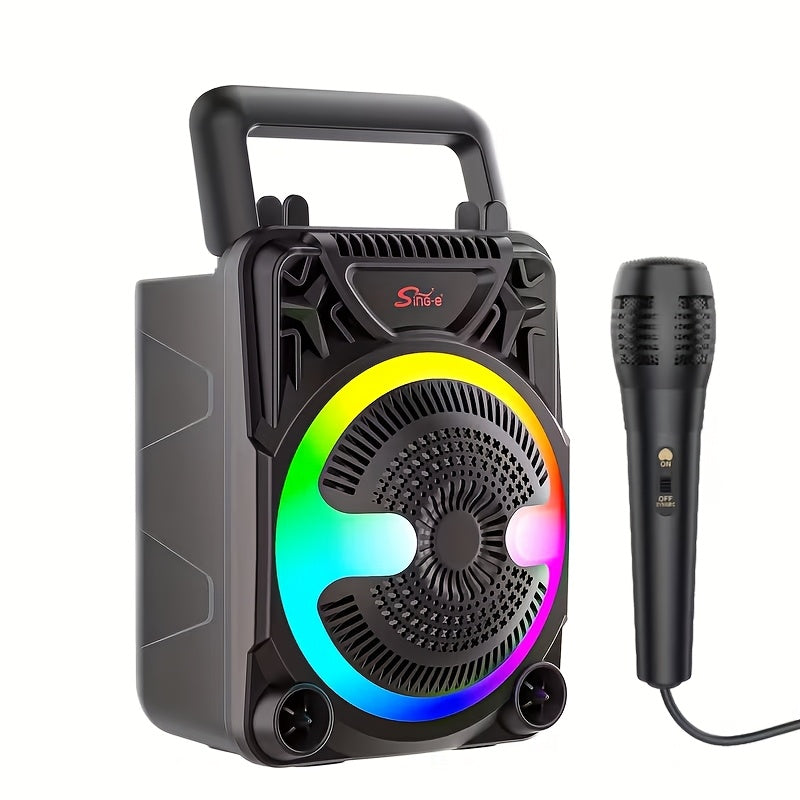 Portable Wireless Karaoke Speaker with Microphone & Bass Boost, TWS Stereo Sound, TF/SD Card Player, Type-C Charging, PA System for Outdoor Street Karaoke Parties Singing Computer DVD