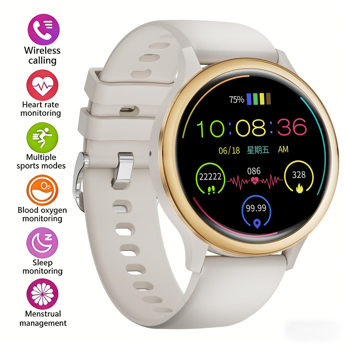 Flashlight Compass Outdoor Smartwatch for Men Waterproof 100+ Sport Modes Sleep Monitor Pedometer Calorie Tracker Rugged Hiking Camping Fitness Watch Compatible with iPhone – Black Pink Beige Orange