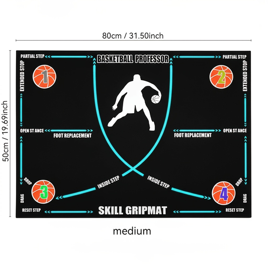 Basketball Footwork Training Mat with Anti-Slip Surface and Step Markings
