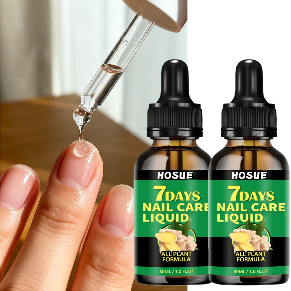 Ginger Nail Care Liquid 7-Day Repair 2-Piece Set 1.01oz Each – HOSUE Plant-Based Formula for Yellowing Gray Uneven Discolored Nails, Daily Nail Treatment Serum for Women & Men, Nail Restoration Gift