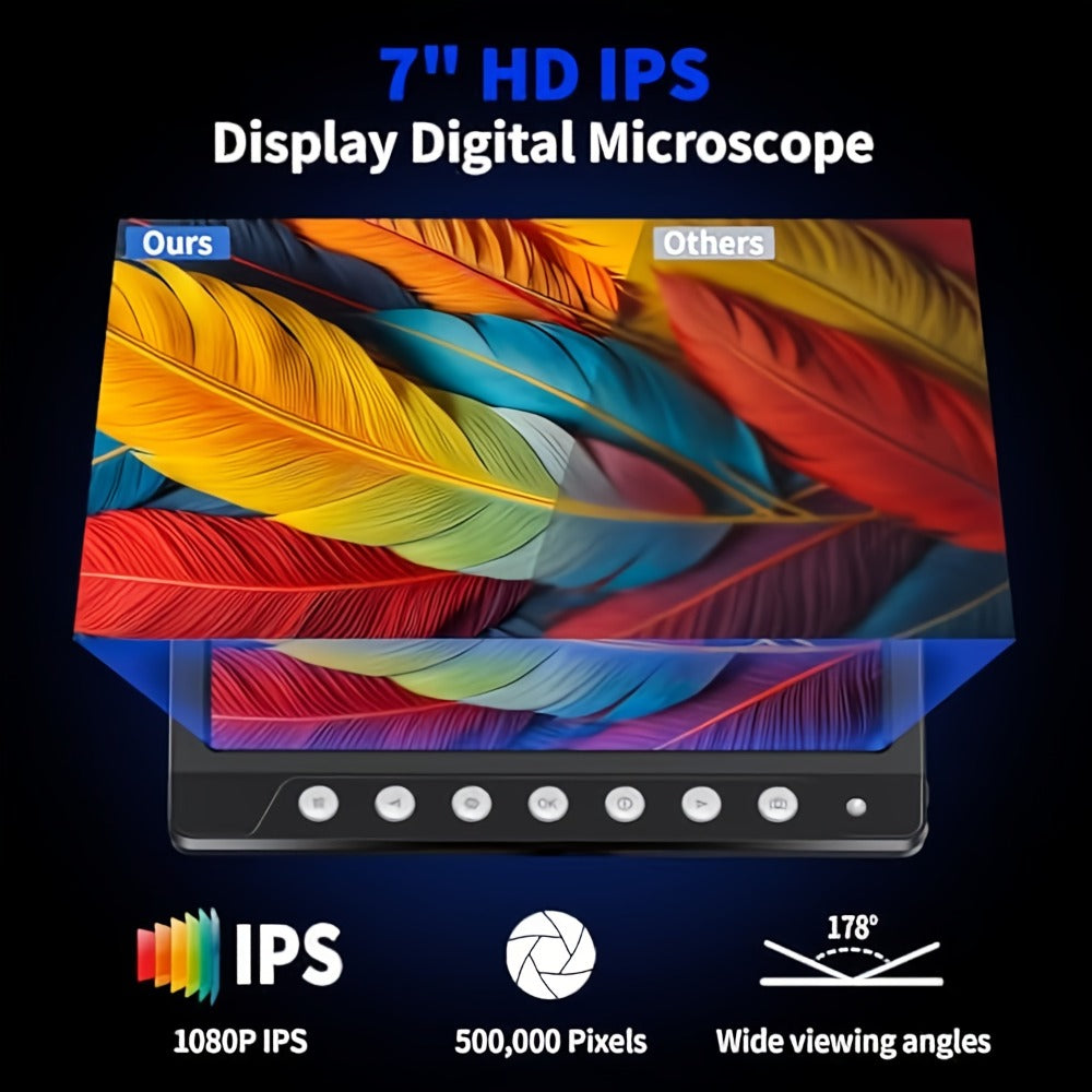 1200X Digital Microscope 7-Inch IPS Screen – WINWEND USB Coin & Soldering Microscope with 8 Adjustable LED Lights, HD Display for Coin Inspection, PCB Repair, Science & Windows Compatible