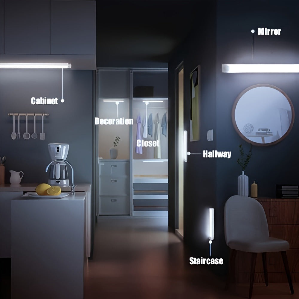 LED Motion Sensor Cabinet Lights USB Rechargeable 3 Modes – Wireless Night Light 6 9 12 Pack 3 Sizes for Bedroom Staircase Kitchen Office Piano Room Dance Studio Bedside Reading