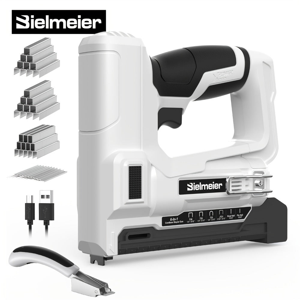Cordless Stapler Brad Nailer 2-in-1 4V / 20V No Compressor – Lightweight with Battery, Charger & 1600pcs Nails & Staples, for Carpentry, Home Improvement, Upholstery & DIY – Multiple Colors & Upgrade Versions