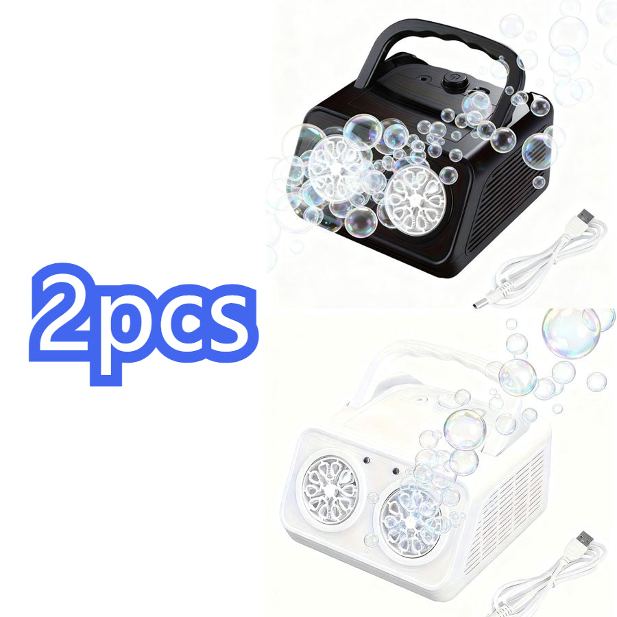 Double Fan Bubble Machine for Party Wedding – Indoor Outdoor Atmosphere Bubble Maker for Kids Adults, Birthday Halloween Christmas Event Decor Toy, 1 or 2 Set Options White or Black