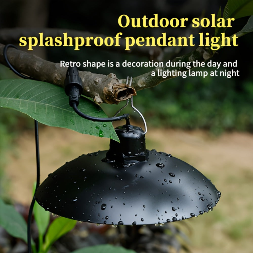 Solar Pendant Light Indoor Outdoor Hanging Light Fixture 3200mAh Rechargeable - 3 Brightness Modes Remote Control 2 LED Bulbs Warm & Cool White for Patio Gazebo Pergola Shed Garage Barn Off-Grid