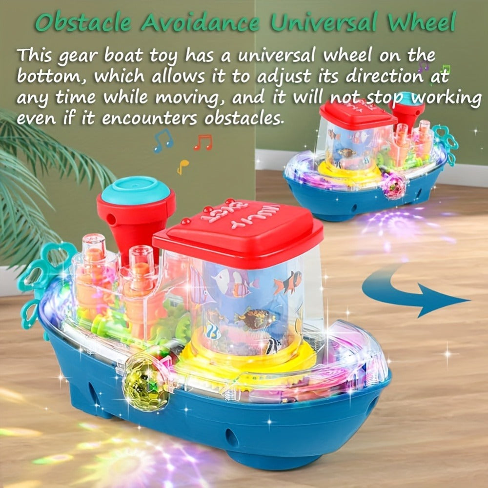 Interactive Sensory Boat Toy for Toddlers 2+ – Underwater Ocean Theme with Fish & Coral, Rotating Scroll Screen & Music, Educational Sensory Stimulation Play Toy for Boys & Girls, Birthday Gift