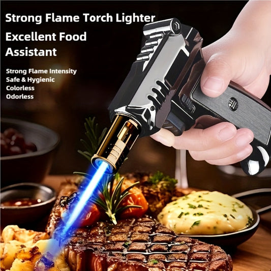 Kitchen Butane Torch with Adjustable 6-Inch Flame, Safety Lock and Tank Adapters