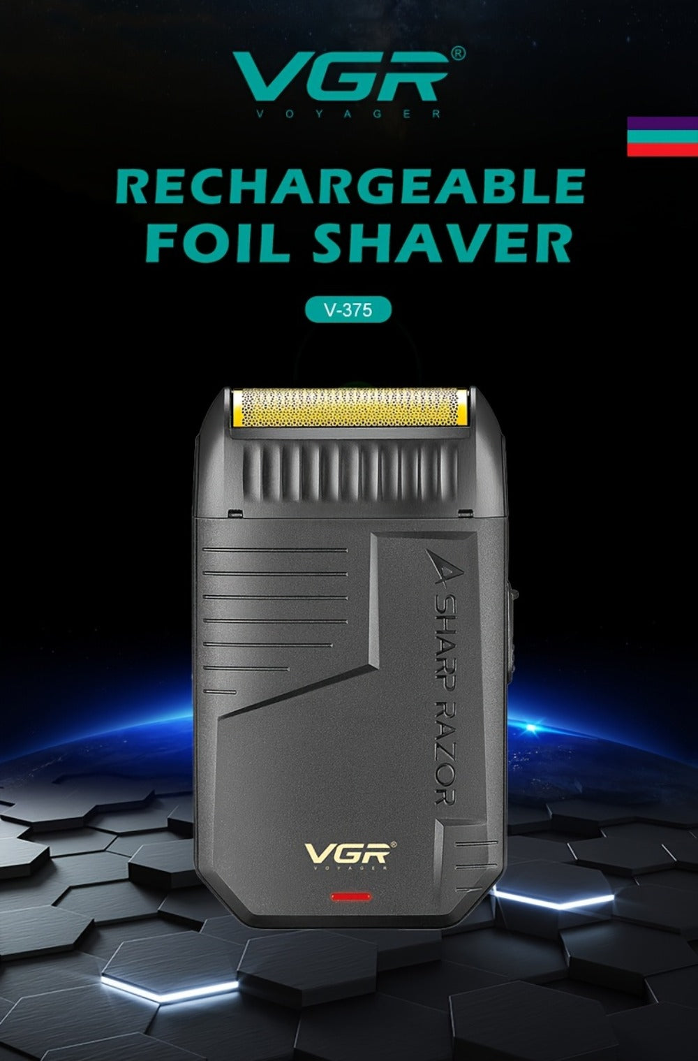 Electric Foil Shaver for Men USB Rechargeable Cordless – VGR Professional Beard Sideburn Trimmer Close Shave Travel-Ready Minimalist Black Design, Great Gift for Him Models V-363 V-375