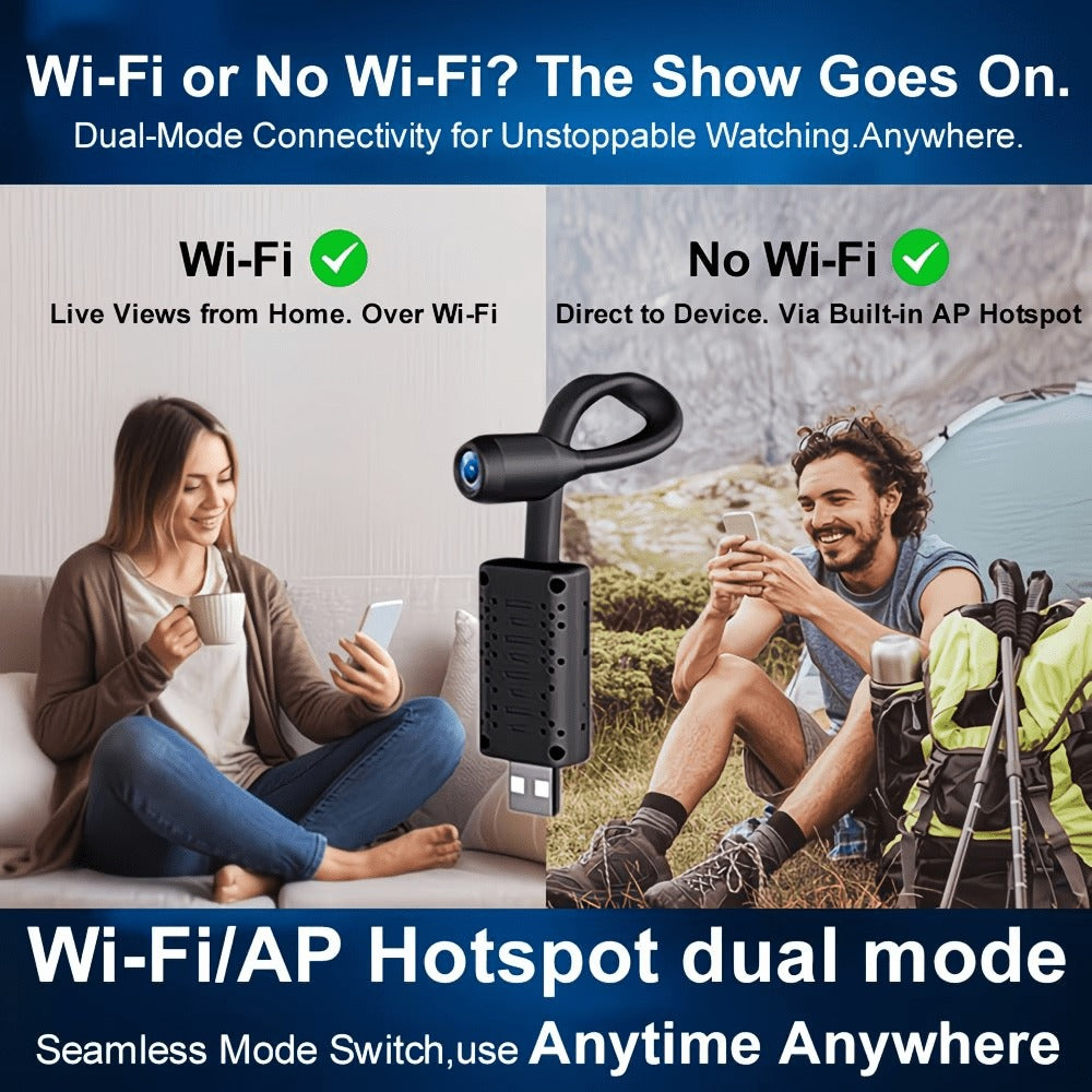 Mini Security Camera 1024P 3-Pack, No WiFi Needed Built-In AP Hotspot, Motion Detection, Real-Time Viewing, 2.4G Flexible Lens, Portable Plug-In Indoor Camera for Classroom Office Lecture Home Security