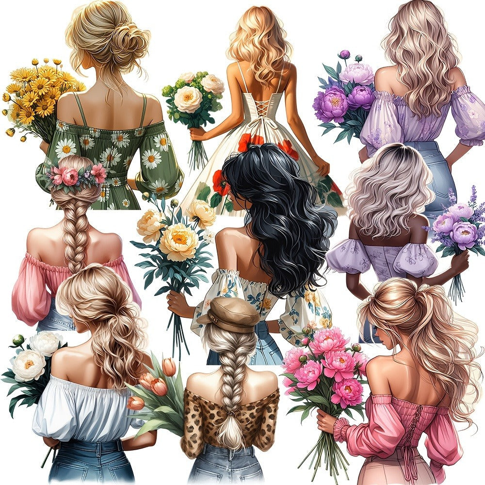 Aesthetic Floral Stickers for Journaling, 16 Pieces, 2 Styles