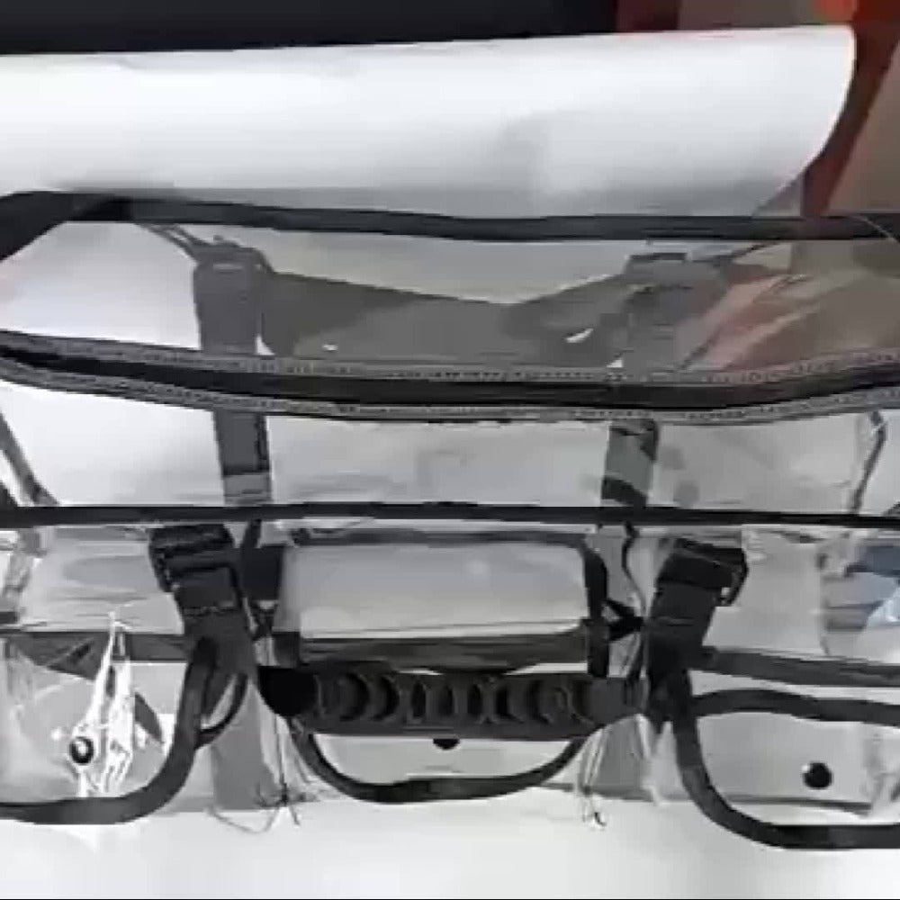 Stadium Approved Clear PVC Tote Bag Extra Large Transparent Shoulder Bag 3 External Pockets Adjustable Straps Waterproof for Men Women Travel Sports Concert Festival