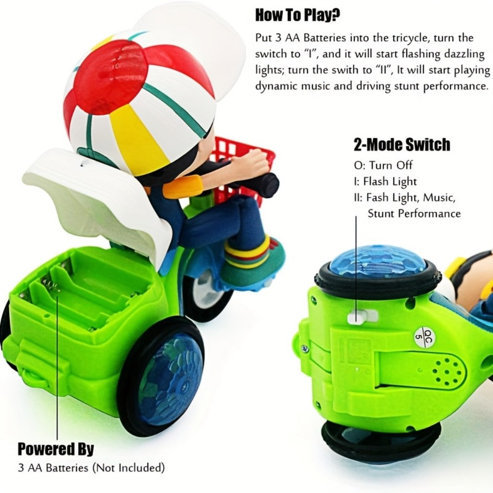 Kids Electric Tricycle Toy Motorcycle with 360° Rotation and Luminous Lights