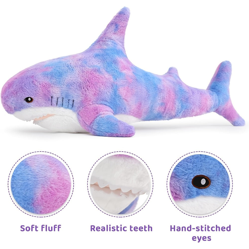 Shark Plush Throw Pillow in Mixed Colors for Ocean-Themed Decor
