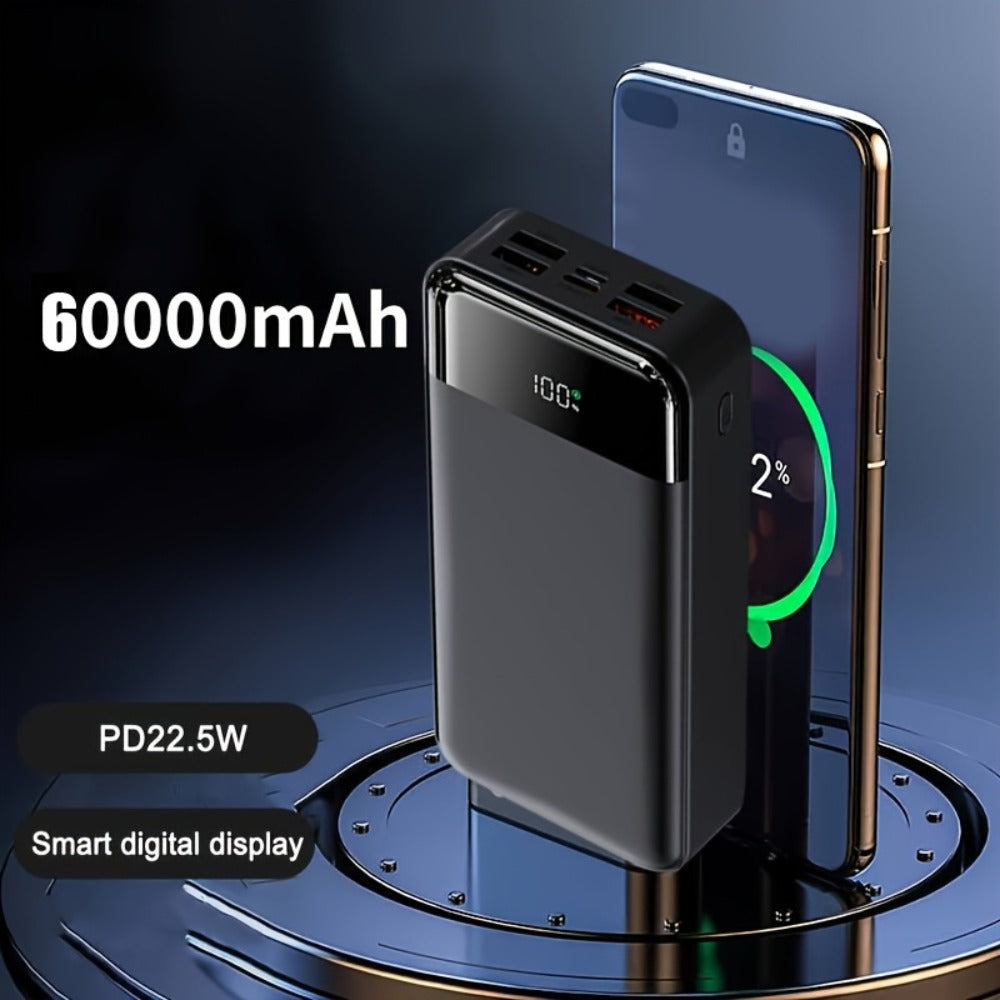 60000mAh Power Bank 22.5W Fast Charging with Built-in Light LED Power Display Removable Emergency Battery Pack for Android iPhone Phones Tablets Outdoor Travel Camping